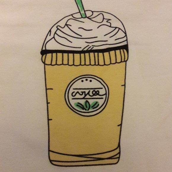 Frappuccino Coffee White Muscle Tank Top Crop Tee - Picture 7 of 7